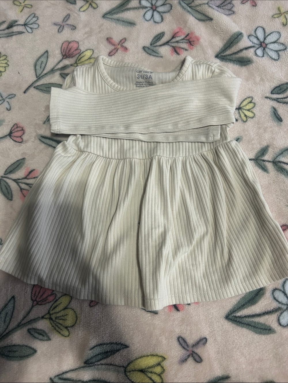 Carter's Cream Ribbed Long Sleeve Skater Dress